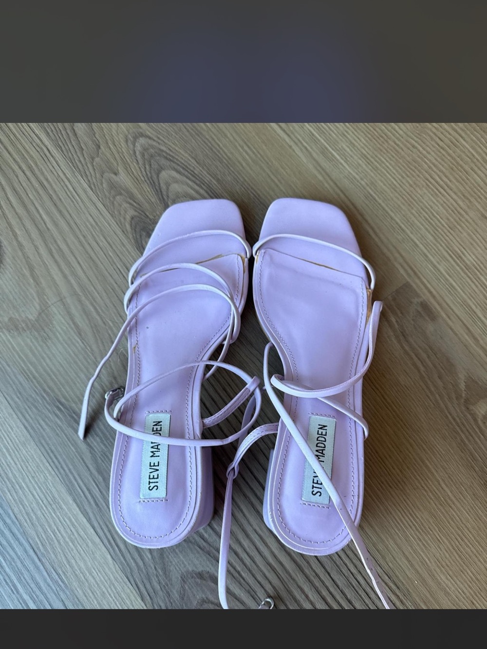Steve Madden Pastel Lilac Strappy Square-Toe Heels